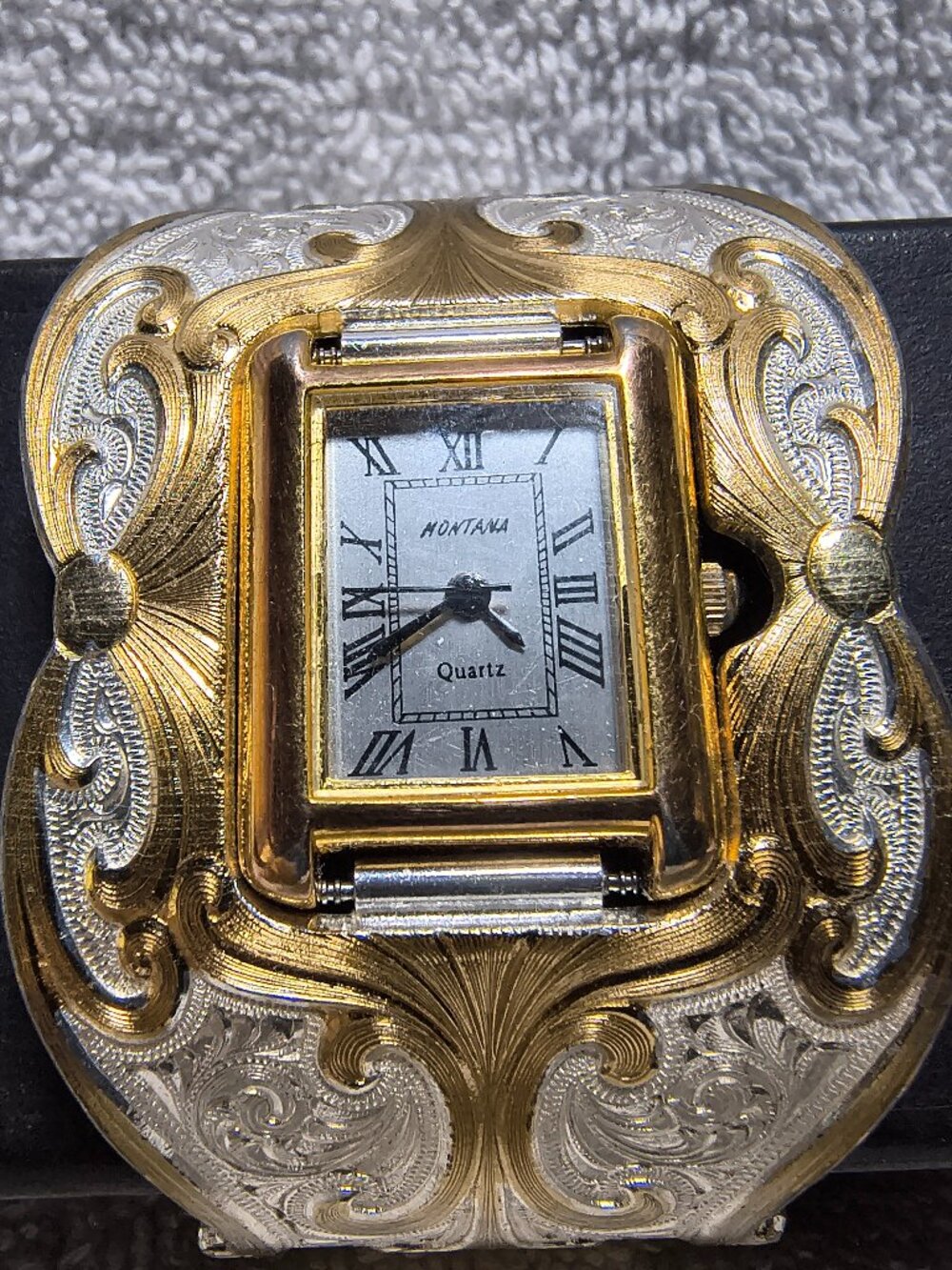 Montana Silversmiths Watch Huge Silver Gold Swirl Cuff New Bat Mint Shape !!!